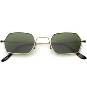 zeroUV Ultra Slim Metal Hexagon Geometric Sunglasses C633 Sunglasses White Smoke Gold / Green