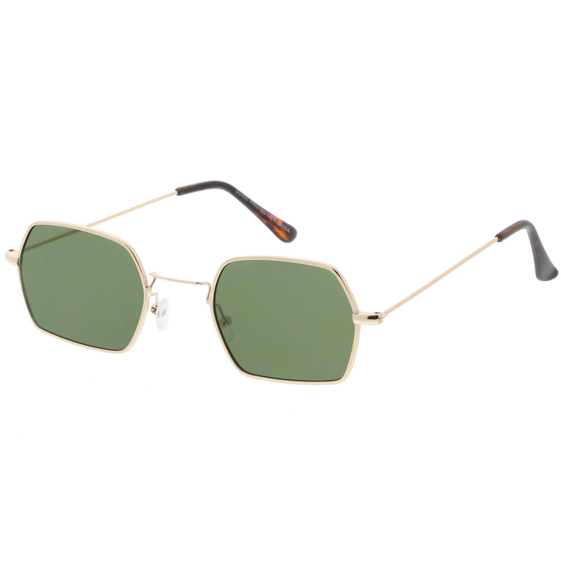 zeroUV Ultra Slim Metal Hexagon Geometric Sunglasses C633 Sunglasses White Smoke Gold / Smoke,Black / Smoke,Silver / Smoke,Gold / Green