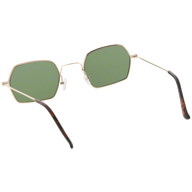 zeroUV Ultra Slim Metal Hexagon Geometric Sunglasses C633 Sunglasses White Smoke Gold / Smoke,Black / Smoke,Silver / Smoke,Gold / Green