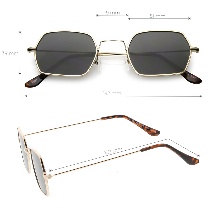 zeroUV Ultra Slim Metal Hexagon Geometric Sunglasses C633 Sunglasses White Smoke Gold / Smoke,Black / Smoke,Silver / Smoke,Gold / Green