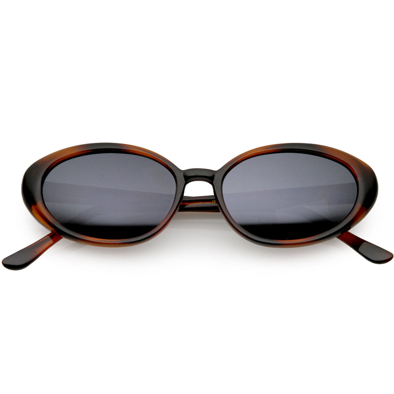 zeroUV Women's Retro True Vintage Round Oval Mirrored Lens Sunglasses C654 Sunglasses White Smoke Tortoise Smoke Mirror