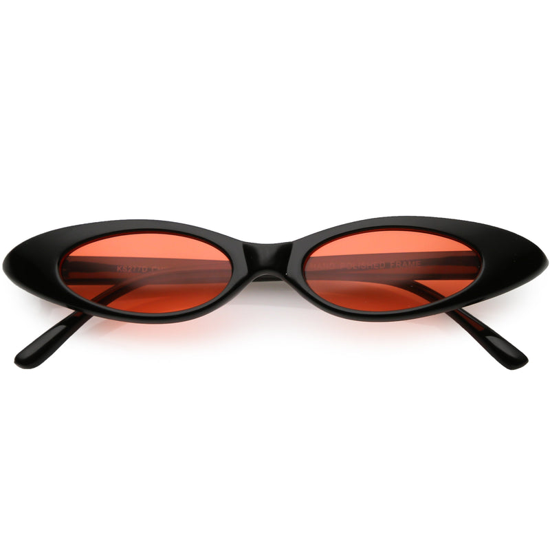 zeroUV Women's Retro 90's Thin Color Tone Cat Eye Sunglasses C662 Sunglasses White Smoke Black Red,Black Yellow,Black Pink,Black Smoke