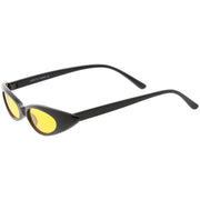 zeroUV Women's Retro 90's Thin Color Tone Cat Eye Sunglasses C662 Sunglasses White Smoke Black Red,Black Yellow,Black Pink,Black Smoke