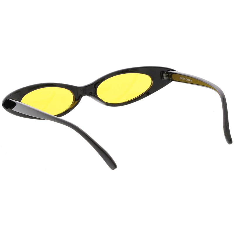 zeroUV Women's Retro 90's Thin Color Tone Cat Eye Sunglasses C662 Sunglasses White Smoke Black Red,Black Yellow,Black Pink,Black Smoke