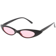 zeroUV Women's Retro 90's Thin Color Tone Cat Eye Sunglasses C662 Sunglasses White Smoke Black Red,Black Yellow,Black Pink,Black Smoke
