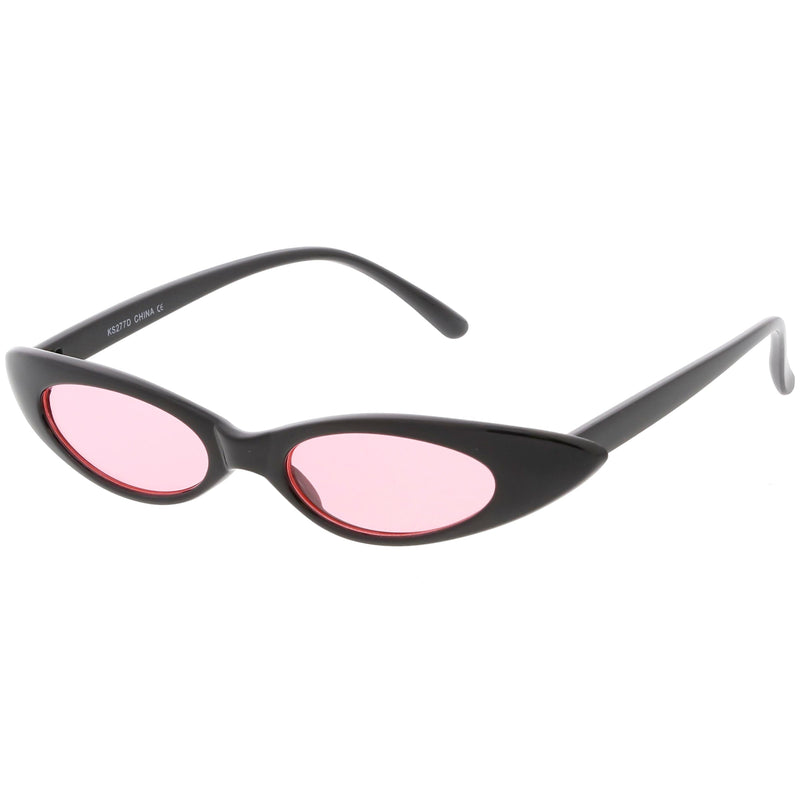 zeroUV Women's Retro 90's Thin Color Tone Cat Eye Sunglasses C662 Sunglasses White Smoke Black Red,Black Yellow,Black Pink,Black Smoke