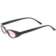 zeroUV Women's Retro 90's Thin Color Tone Cat Eye Sunglasses C662 Sunglasses White Smoke Black Red,Black Yellow,Black Pink,Black Smoke