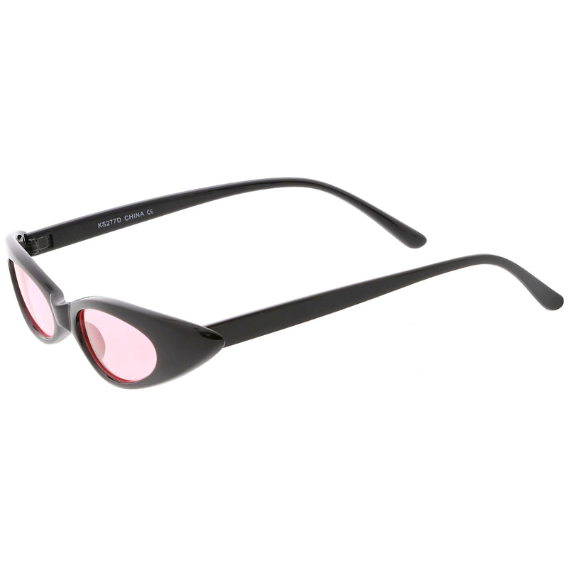 zeroUV Women's Retro 90's Thin Color Tone Cat Eye Sunglasses C662 Sunglasses White Smoke Black Red,Black Yellow,Black Pink,Black Smoke