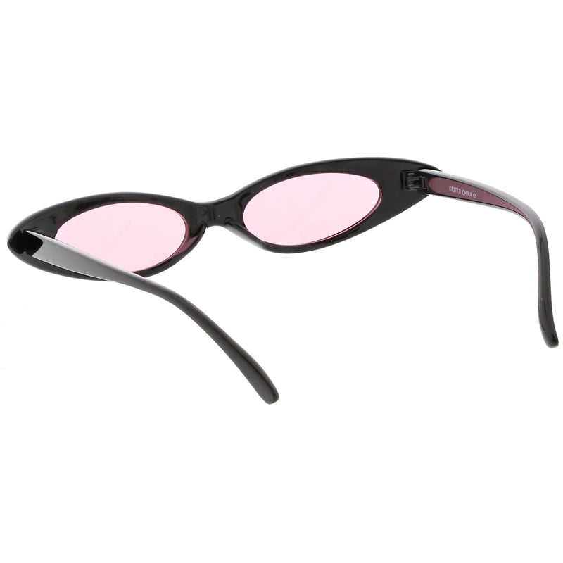 zeroUV Women's Retro 90's Thin Color Tone Cat Eye Sunglasses C662 Sunglasses White Smoke Black Red,Black Yellow,Black Pink,Black Smoke