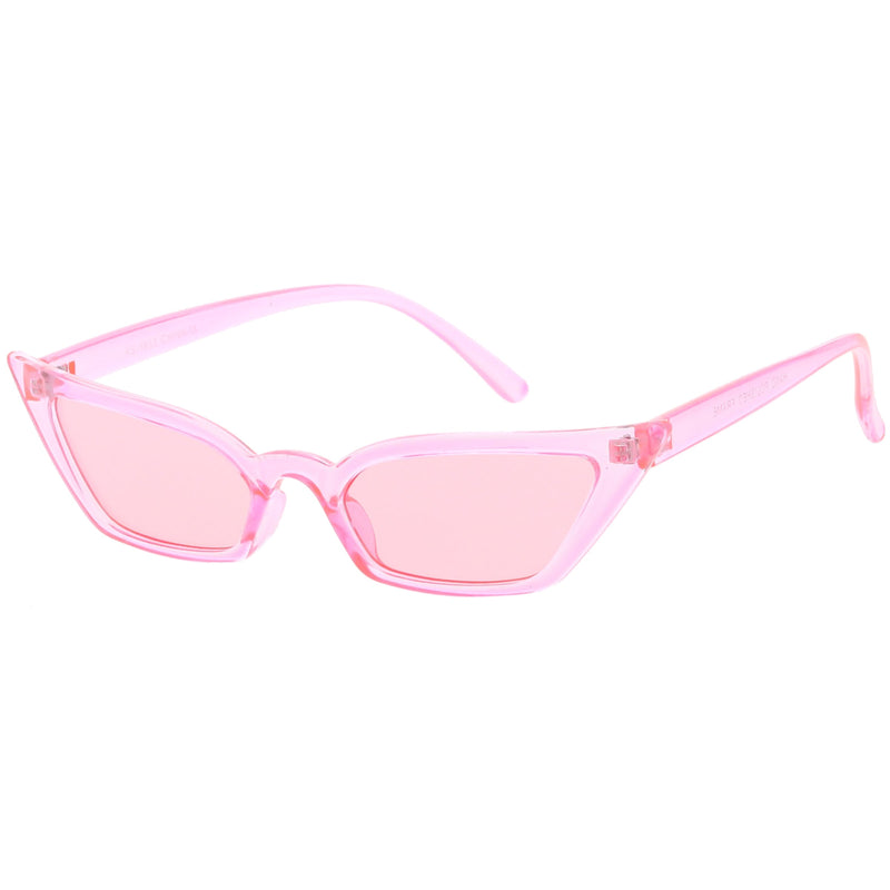 zeroUV Retro Women's Translucent Thin Cat Eye Color Tone Sunglasses C663 Sunglasses White Smoke Purple Purple,Pink Pink,Red Red,Blue Blue,Yellow Yellow