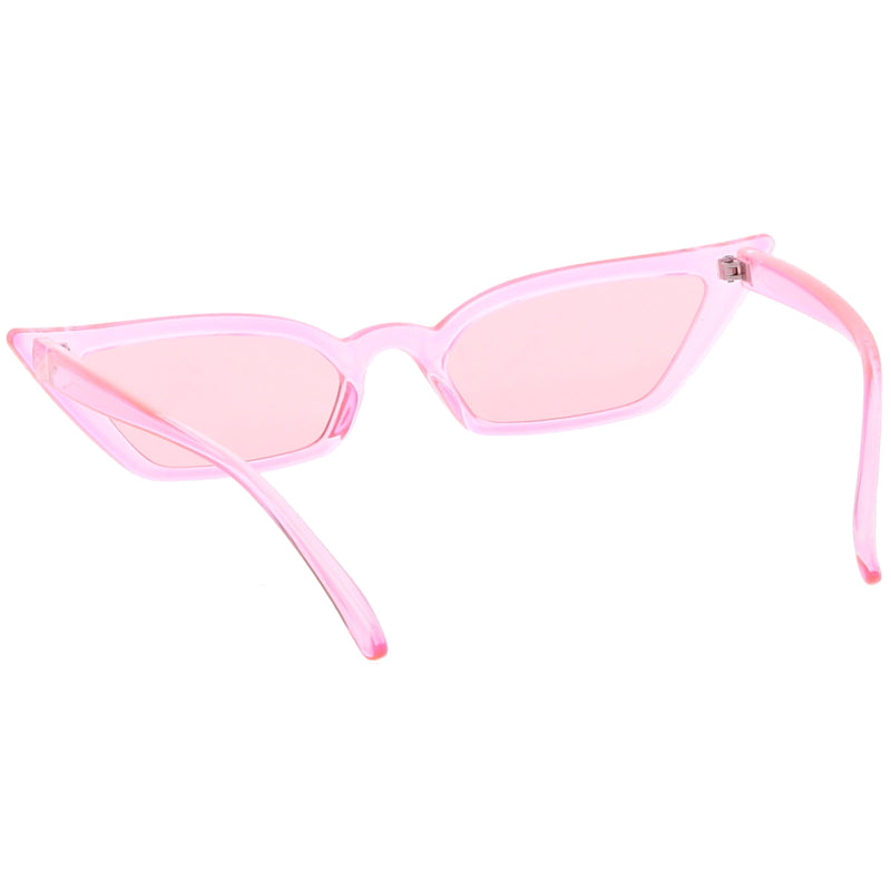 zeroUV Retro Women's Translucent Thin Cat Eye Color Tone Sunglasses C663 Sunglasses White Smoke Purple Purple,Pink Pink,Red Red,Blue Blue,Yellow Yellow