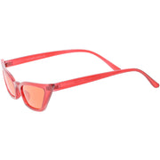 zeroUV Retro Women's Translucent Thin Cat Eye Color Tone Sunglasses C663 Sunglasses White Smoke Purple Purple,Pink Pink,Red Red,Blue Blue,Yellow Yellow