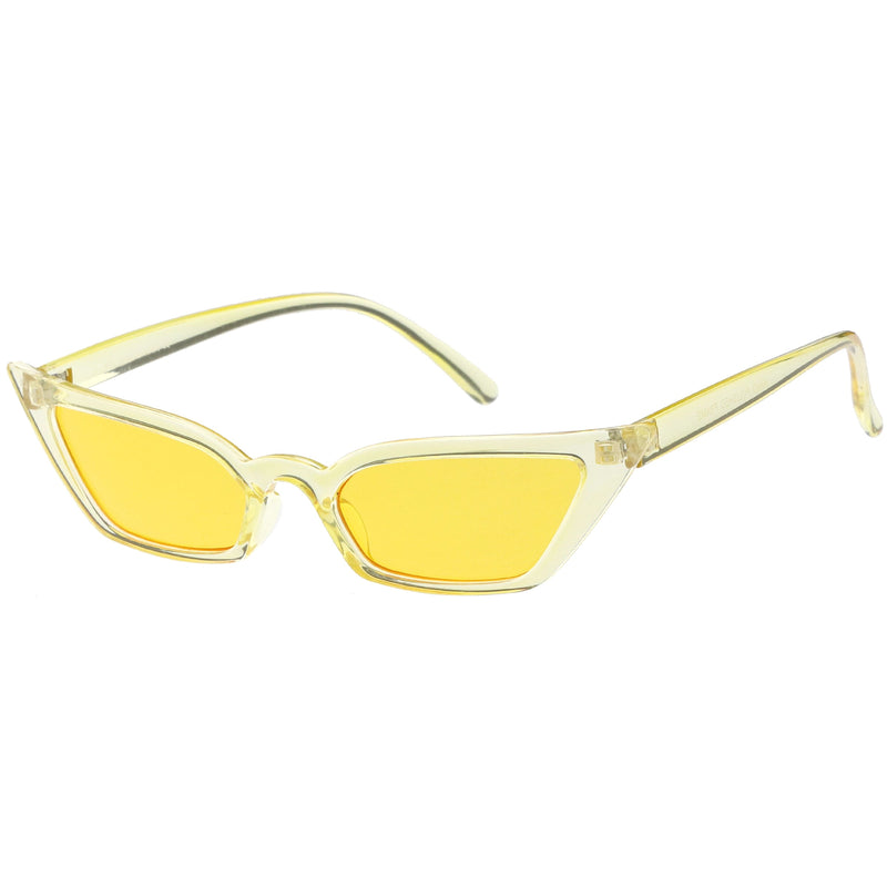 zeroUV Retro Women's Translucent Thin Cat Eye Color Tone Sunglasses C663 Sunglasses White Smoke Purple Purple,Pink Pink,Red Red,Blue Blue,Yellow Yellow