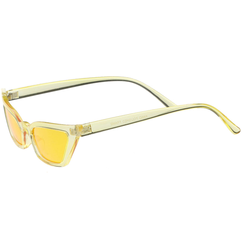zeroUV Retro Women's Translucent Thin Cat Eye Color Tone Sunglasses C663 Sunglasses White Smoke Purple Purple,Pink Pink,Red Red,Blue Blue,Yellow Yellow