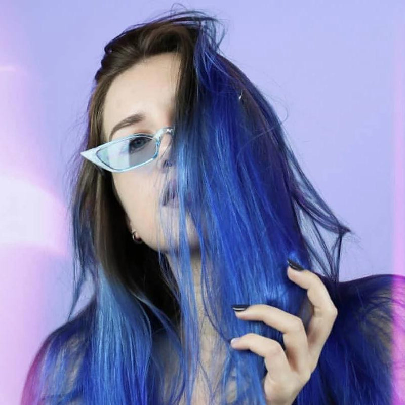 zeroUV Retro Women's Translucent Thin Cat Eye Color Tone Sunglasses C663 Sunglasses Light Steel Blue Purple Purple,Pink Pink,Red Red,Blue Blue,Yellow Yellow