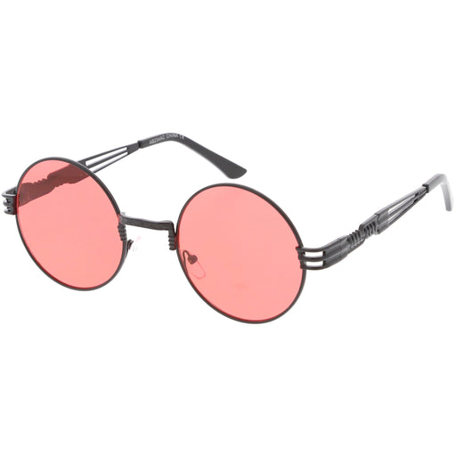 zeroUV Vintage Steampunk Oversize Round Color Tone Sunglasses C664 Sunglasses White Smoke Bronze Orange,Gold Yellow,Gold Pink,Gold Green,Gold Blue,Black Blue,Gold Red,Black Red