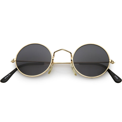 zeroUV Small Round Dapper True Vintage Metal Sunglasses C669 Sunglasses White Smoke Black Smoke,Gold Smoke