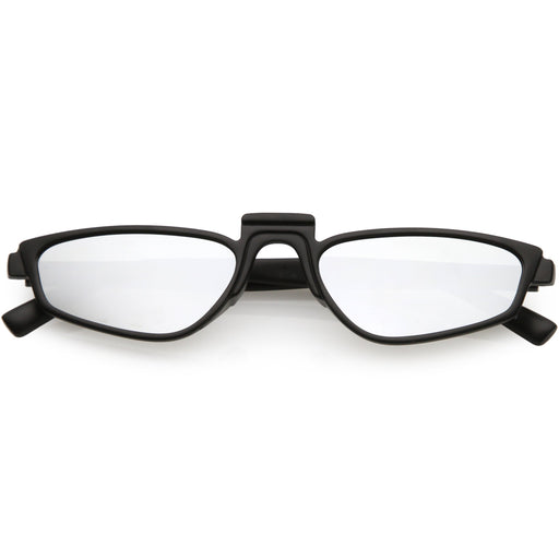 zeroUV Women's Retro Modern Low Bridge Mirrored Lens Cat Eye Sunglasses C670 Sunglasses White Smoke Matte Black Silver Mirror,Matte Smoke Blue Mirror,Black Pink Mirror,White Silver Mirror,Tortoise Magenta Mirror