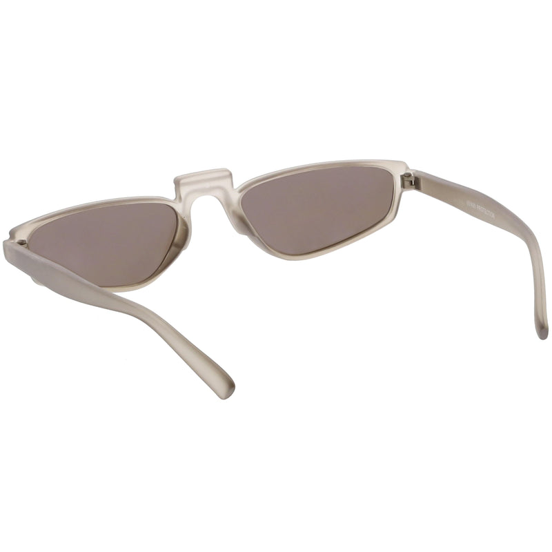 zeroUV Women's Retro Modern Low Bridge Mirrored Lens Cat Eye Sunglasses C670 Sunglasses White Smoke Matte Black Silver Mirror,Matte Smoke Blue Mirror,Black Pink Mirror,White Silver Mirror,Tortoise Magenta Mirror