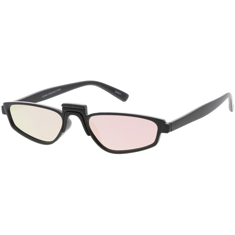 zeroUV Women's Retro Modern Low Bridge Mirrored Lens Cat Eye Sunglasses C670 Sunglasses White Smoke Matte Black Silver Mirror,Matte Smoke Blue Mirror,Black Pink Mirror,White Silver Mirror,Tortoise Magenta Mirror