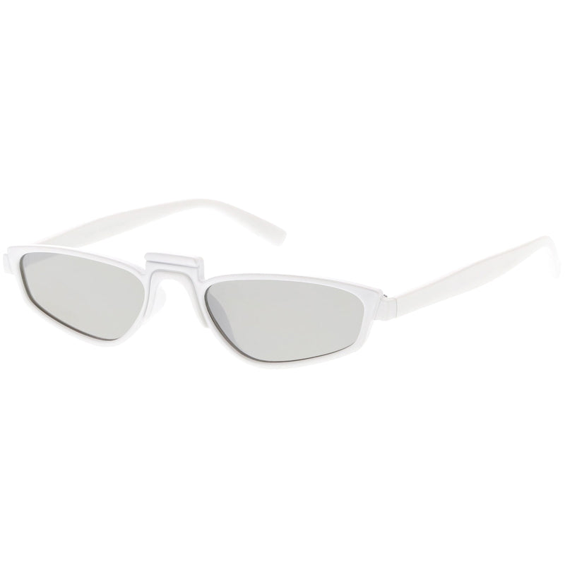 zeroUV Women's Retro Modern Low Bridge Mirrored Lens Cat Eye Sunglasses C670 Sunglasses White Smoke Matte Black Silver Mirror,Matte Smoke Blue Mirror,Black Pink Mirror,White Silver Mirror,Tortoise Magenta Mirror