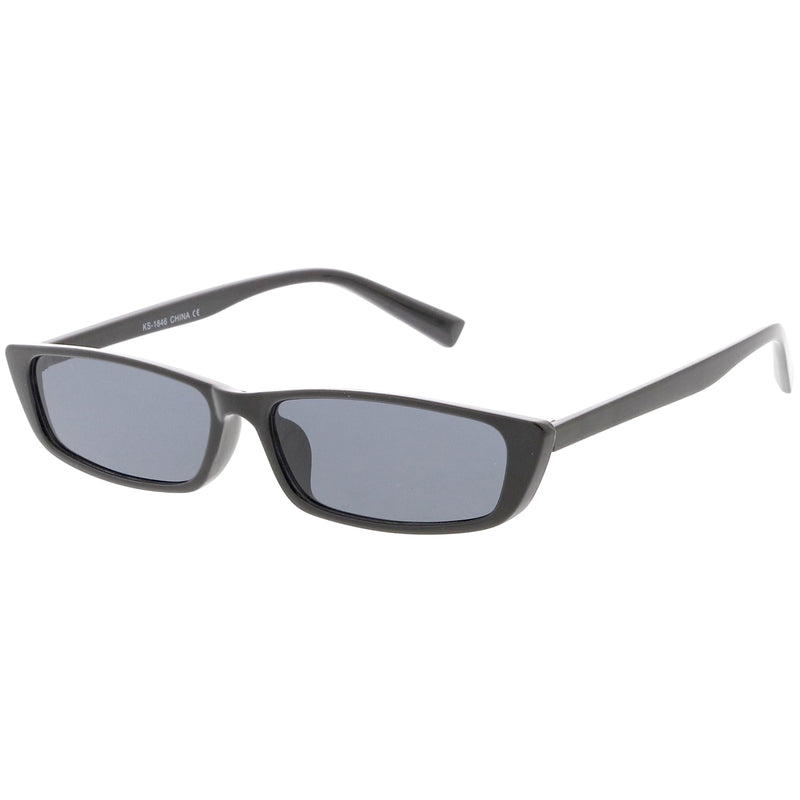 zeroUV Retro Slim Flat Top Narrow 1990's Sunglasses C671 Sunglasses White Smoke Shiny Black Smoke,Matte Black Smoke,Shiny Red Green
