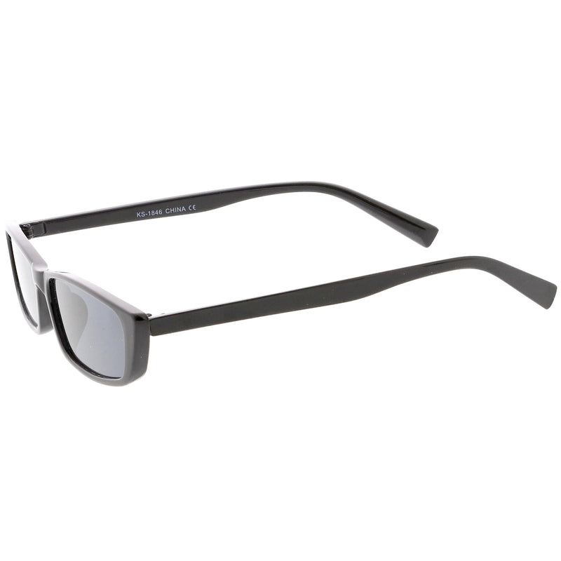 zeroUV Retro Slim Flat Top Narrow 1990's Sunglasses C671 Sunglasses White Smoke Shiny Black Smoke,Matte Black Smoke,Shiny Red Green