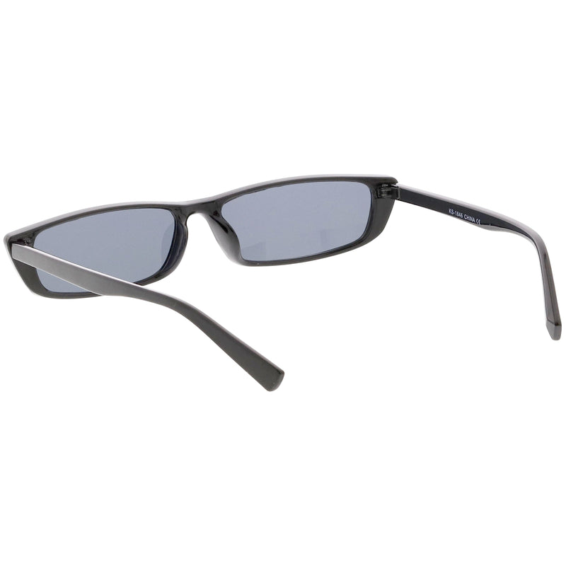 zeroUV Retro Slim Flat Top Narrow 1990's Sunglasses C671 Sunglasses White Smoke Shiny Black Smoke,Matte Black Smoke,Shiny Red Green