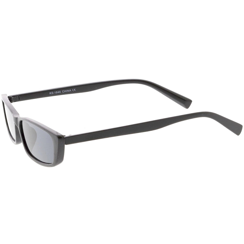 zeroUV Retro Slim Flat Top Narrow 1990's Sunglasses C671 Sunglasses White Smoke Shiny Black Smoke,Matte Black Smoke,Shiny Red Green