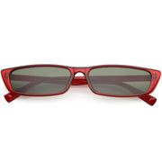 zeroUV Retro Slim Flat Top Narrow 1990's Sunglasses C671 Sunglasses White Smoke Shiny Black Smoke,Matte Black Smoke,Shiny Red Green