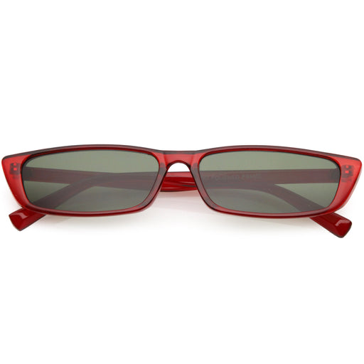 zeroUV Retro Slim Flat Top Narrow 1990's Sunglasses C671 Sunglasses White Smoke Shiny Black Smoke,Matte Black Smoke,Shiny Red Green