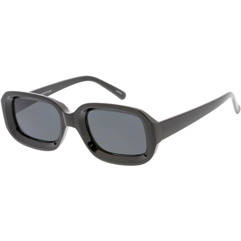 zeroUV Artistic Retro Modern Deep Rectangle Block Flat Lens Sunglasses C673 Sunglasses White Smoke Shiny Black Smoke,Shiny White Smoke,Shiny Clear Pink Lavender,Matte Clear Red Smoke,Matte Smoke Smoke