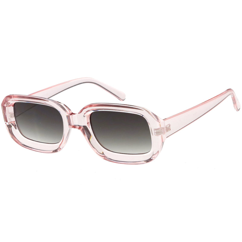 zeroUV Artistic Retro Modern Deep Rectangle Block Flat Lens Sunglasses C673 Sunglasses White Smoke Shiny Black Smoke,Shiny White Smoke,Shiny Clear Pink Lavender,Matte Clear Red Smoke,Matte Smoke Smoke