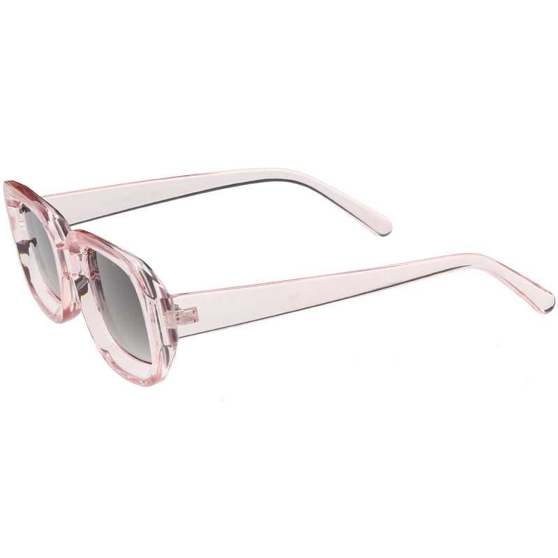 zeroUV Artistic Retro Modern Deep Rectangle Block Flat Lens Sunglasses C673 Sunglasses White Smoke Shiny Black Smoke,Shiny White Smoke,Shiny Clear Pink Lavender,Matte Clear Red Smoke,Matte Smoke Smoke
