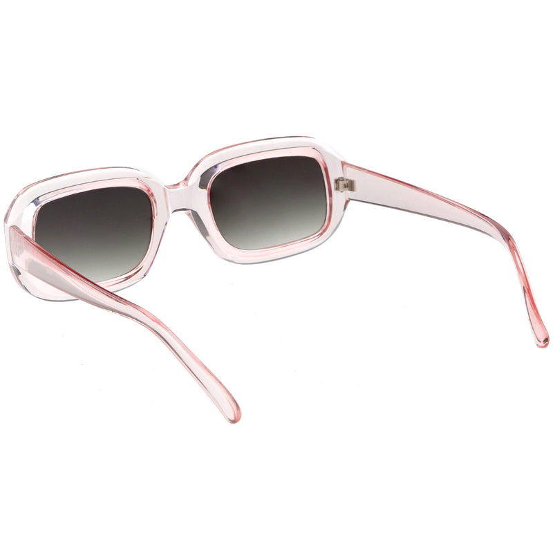 zeroUV Artistic Retro Modern Deep Rectangle Block Flat Lens Sunglasses C673 Sunglasses White Smoke Shiny Black Smoke,Shiny White Smoke,Shiny Clear Pink Lavender,Matte Clear Red Smoke,Matte Smoke Smoke