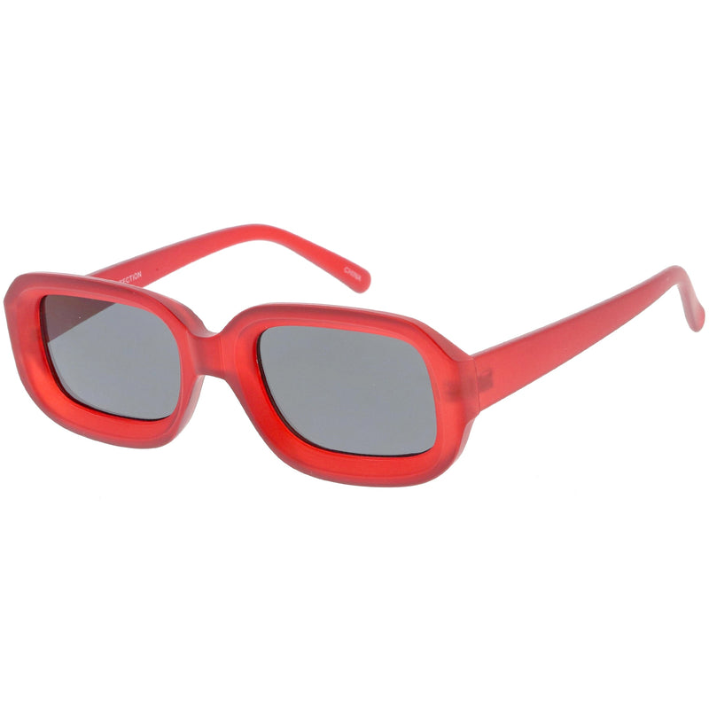 zeroUV Artistic Retro Modern Deep Rectangle Block Flat Lens Sunglasses C673 Sunglasses White Smoke Shiny Black Smoke,Shiny White Smoke,Shiny Clear Pink Lavender,Matte Clear Red Smoke,Matte Smoke Smoke