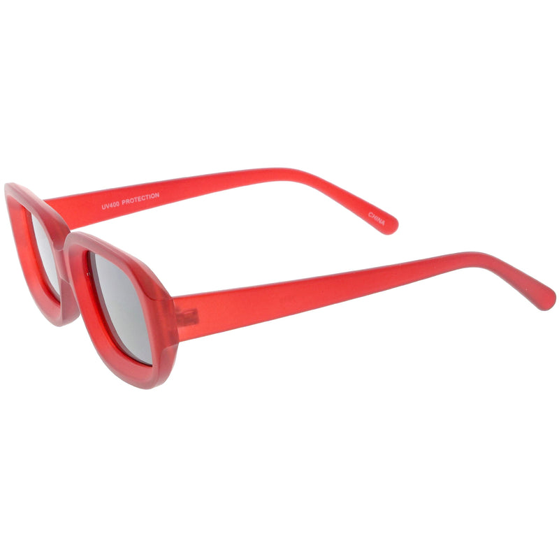 zeroUV Artistic Retro Modern Deep Rectangle Block Flat Lens Sunglasses C673 Sunglasses White Smoke Shiny Black Smoke,Shiny White Smoke,Shiny Clear Pink Lavender,Matte Clear Red Smoke,Matte Smoke Smoke