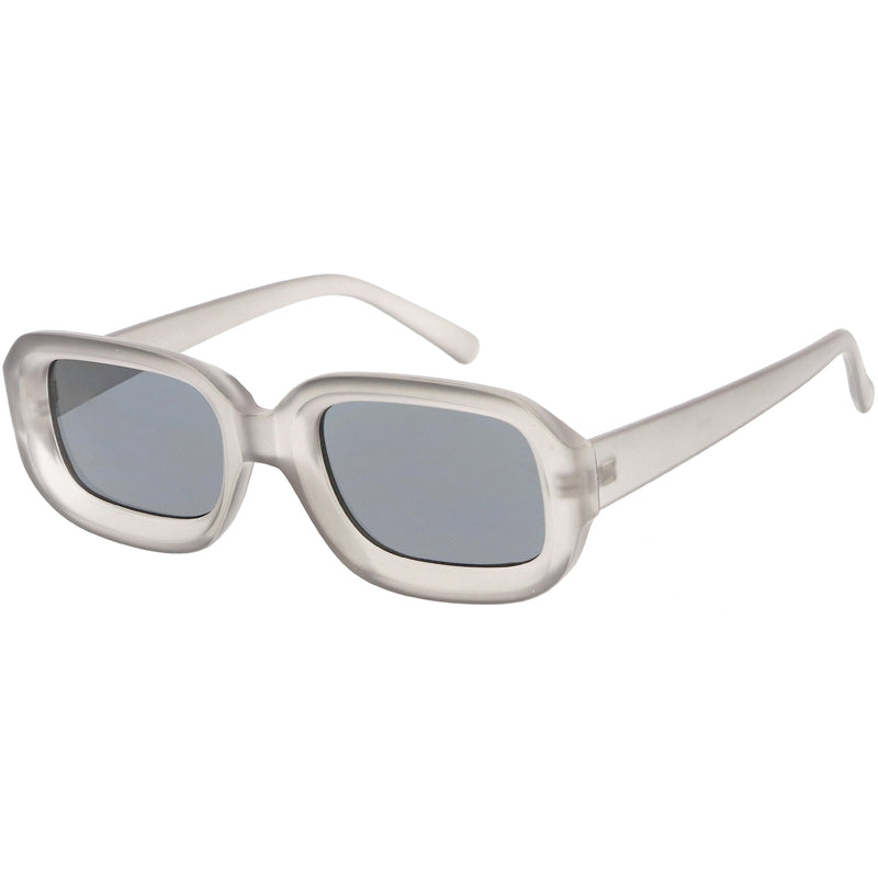 zeroUV Artistic Retro Modern Deep Rectangle Block Flat Lens Sunglasses C673 Sunglasses White Smoke Shiny Black Smoke,Shiny White Smoke,Shiny Clear Pink Lavender,Matte Clear Red Smoke,Matte Smoke Smoke
