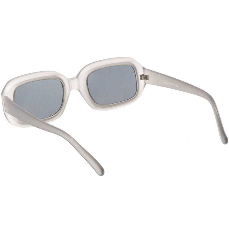 zeroUV Artistic Retro Modern Deep Rectangle Block Flat Lens Sunglasses C673 Sunglasses White Smoke Shiny Black Smoke,Shiny White Smoke,Shiny Clear Pink Lavender,Matte Clear Red Smoke,Matte Smoke Smoke