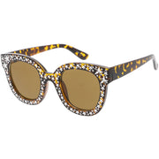 zeroUV Oversize Novelty Star Embellished Horned Rim Sunglasses C683 Sunglasses White Smoke Black Smoke,Pink Smoke,Clear Smoke,Tortoise Brown