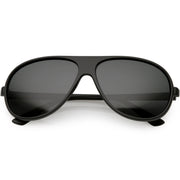 zeroUV Polarized Lens Oversize Flat Top Aviator Sunglasses C702 Sunglasses Dim Gray Matte Black / Smoke / Polarized