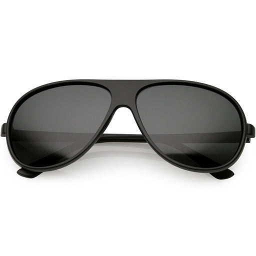 zeroUV Polarized Lens Oversize Flat Top Aviator Sunglasses C702 Sunglasses Dim Gray Matte Black / Smoke / Polarized