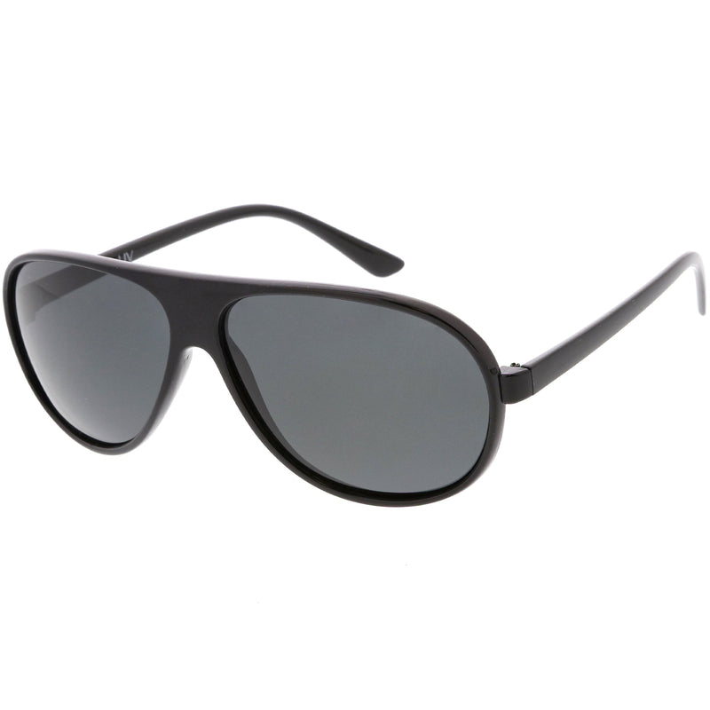 zeroUV Polarized Lens Oversize Flat Top Aviator Sunglasses C702 Sunglasses White Smoke Matte Black / Smoke / Polarized,Shiny Black / Smoke Polarized,Shiny Tortoise / Smoke Polarized