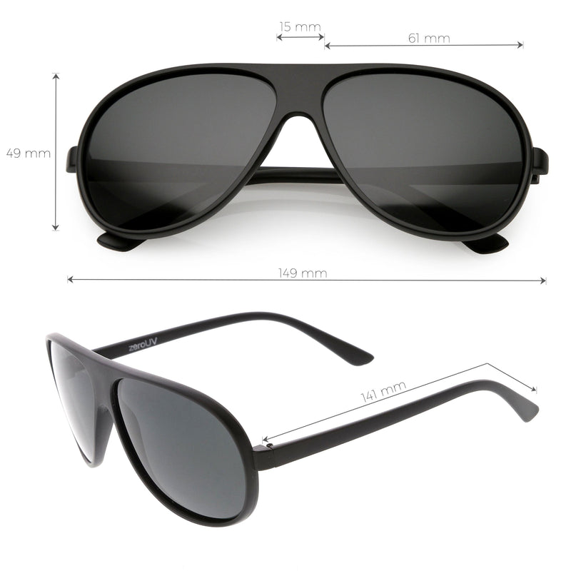 zeroUV Polarized Lens Oversize Flat Top Aviator Sunglasses C702 Sunglasses White Smoke Matte Black / Smoke / Polarized,Shiny Black / Smoke Polarized,Shiny Tortoise / Smoke Polarized