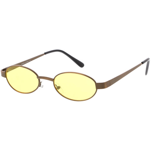 zeroUV Retro 1990's Small Color Tone Oval Metal Sunglasses C709 Sunglasses White Smoke Gold Red,Black Red,Black Blue,Gold Pink,Bronze Orange,Bronze Yellow