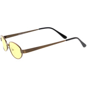 zeroUV Retro 1990's Small Color Tone Oval Metal Sunglasses C709 Sunglasses White Smoke Gold Red,Black Red,Black Blue,Gold Pink,Bronze Orange,Bronze Yellow