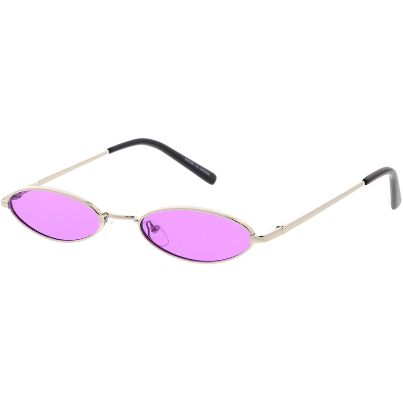 zeroUV Slim Retro Throwback 1990's Color Tone Oval Sunglasses C722 Sunglasses White Smoke Gold Red,Silver Purple,Gold Yellow,Silver Blue