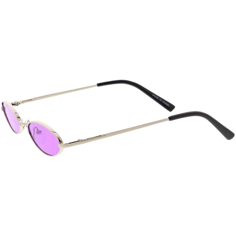 zeroUV Slim Retro Throwback 1990's Color Tone Oval Sunglasses C722 Sunglasses White Smoke Gold Red,Silver Purple,Gold Yellow,Silver Blue
