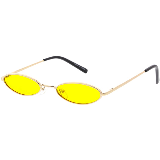 zeroUV Slim Retro Throwback 1990's Color Tone Oval Sunglasses C722 Sunglasses White Smoke Gold Red,Silver Purple,Gold Yellow,Silver Blue