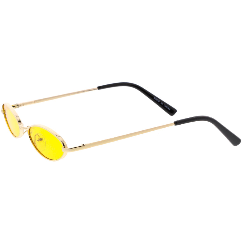 zeroUV Slim Retro Throwback 1990's Color Tone Oval Sunglasses C722 Sunglasses White Smoke Gold Red,Silver Purple,Gold Yellow,Silver Blue